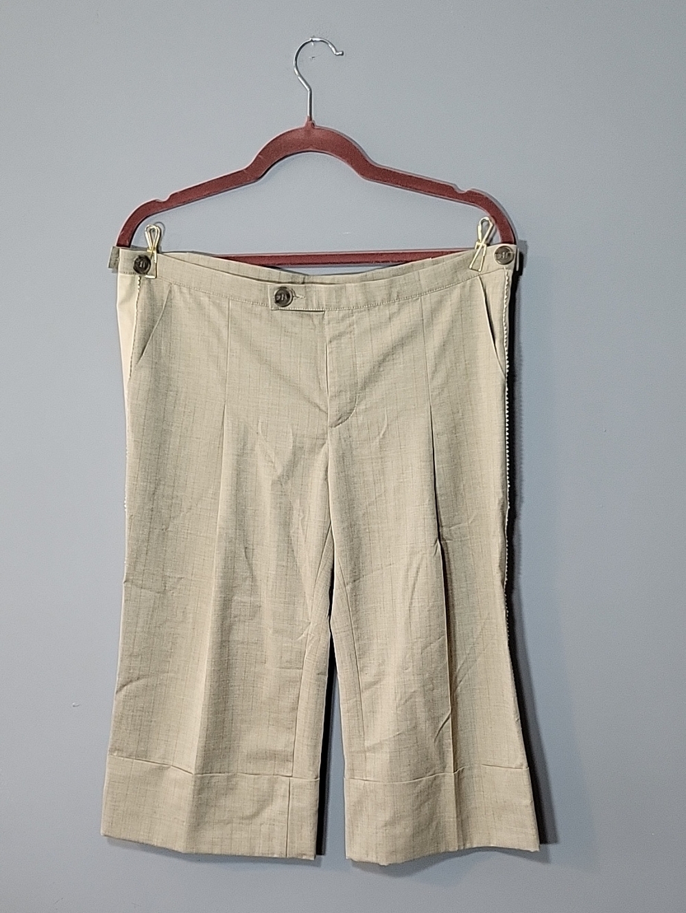 YA-YA Size 6 90s Y2K Beige Wide-Leg Culottes Cropped Dress Pants